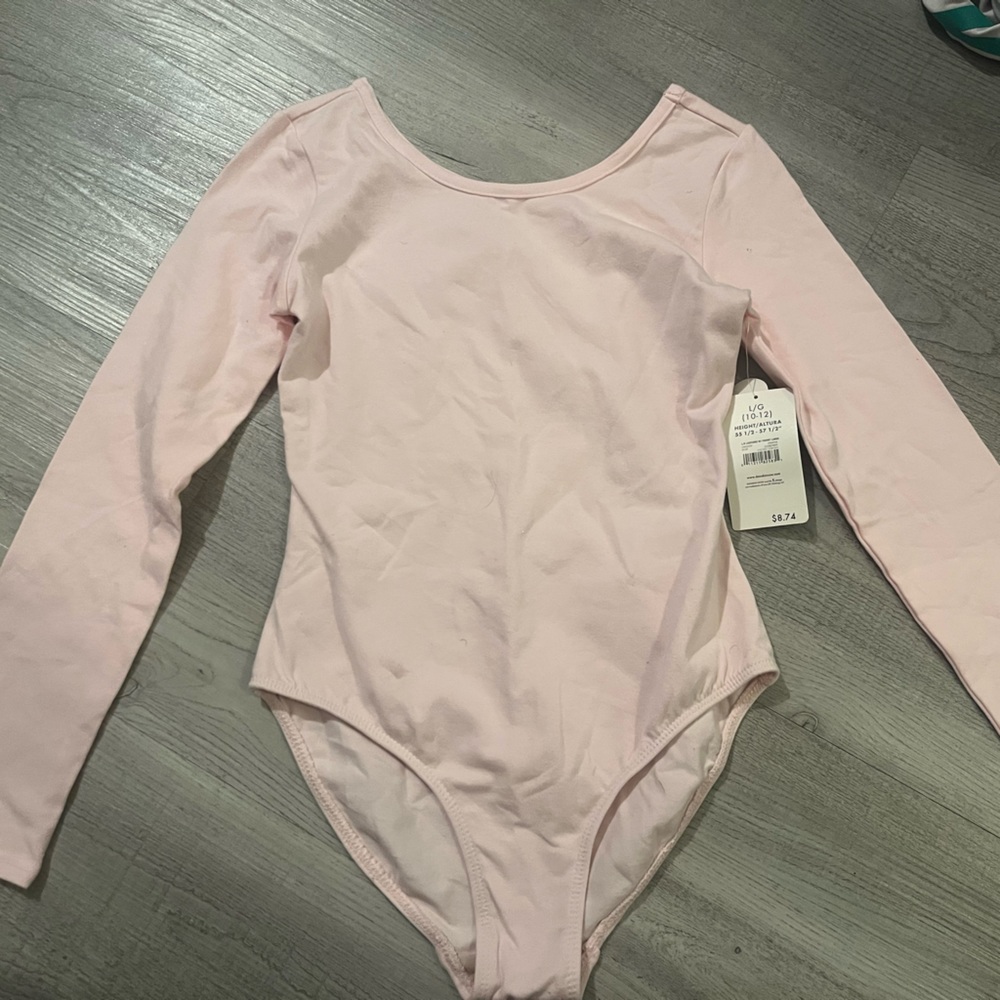 Soft pink long sleep leotard